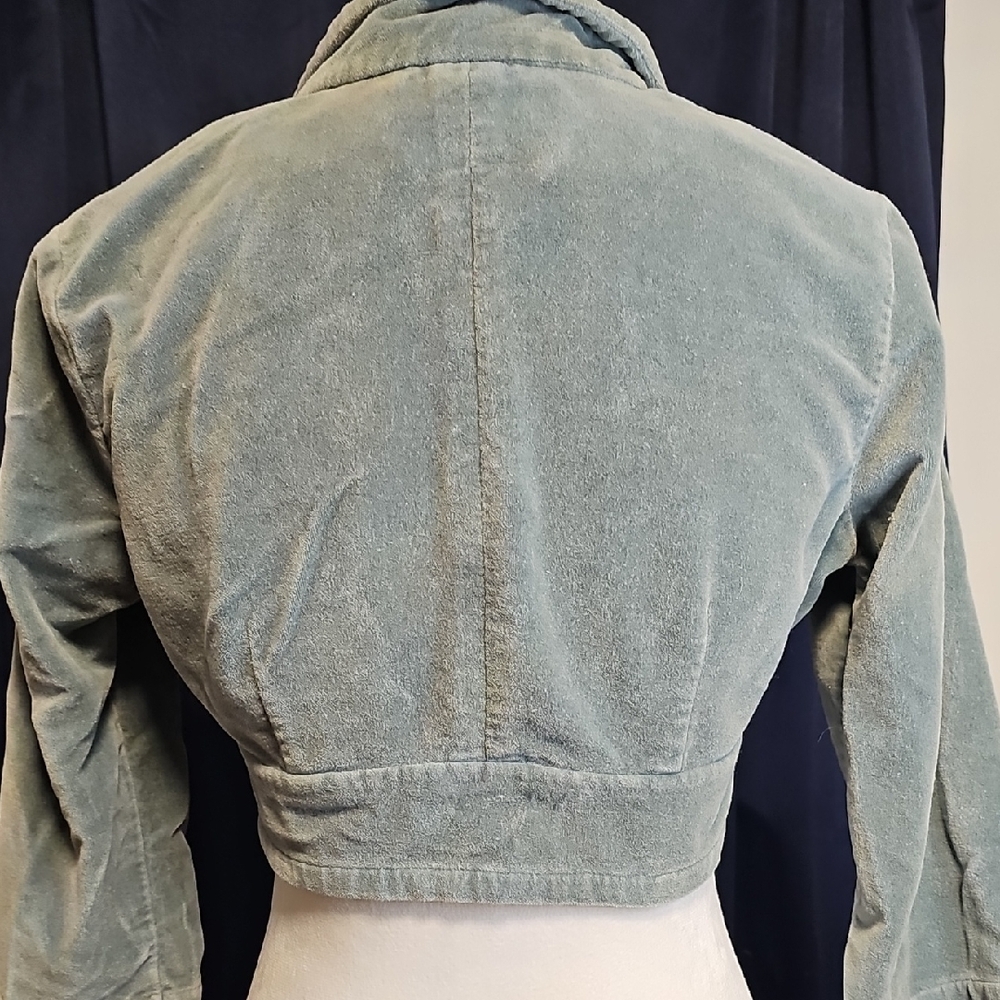Andrew & Co Teal Velvet Cropped Jacket Womens Size Medium - Picture 5 of 8